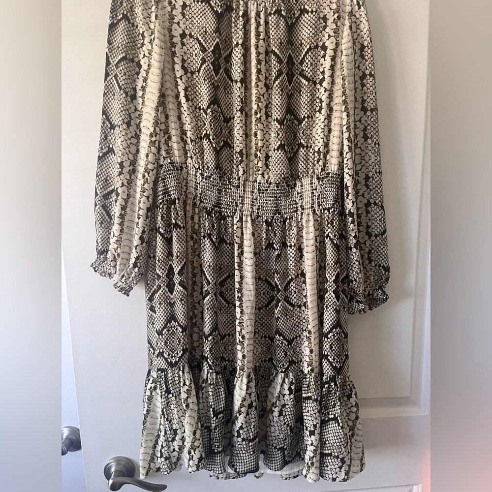 J.Crew Green and Cream Snake Print Dress